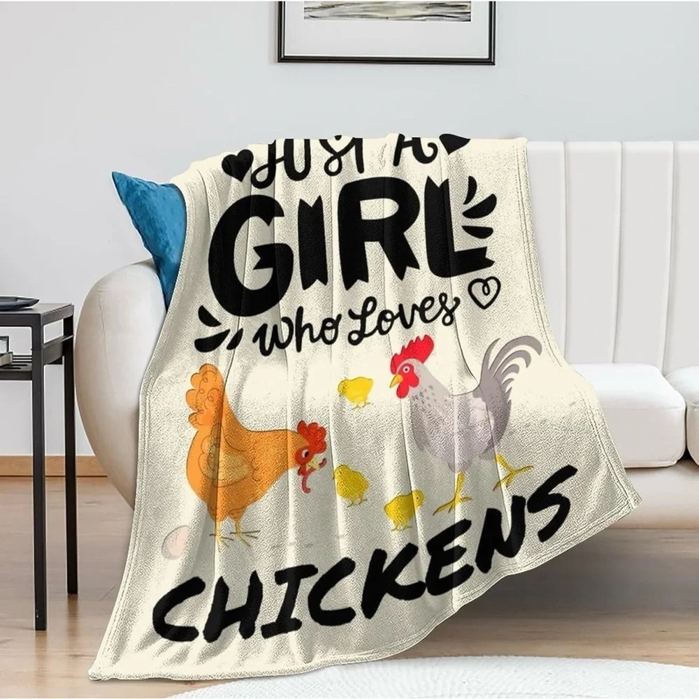 Chicken Lover's Throw Blanket  Flannel 50x40” Just A Girl Who Loves Chickens NWT